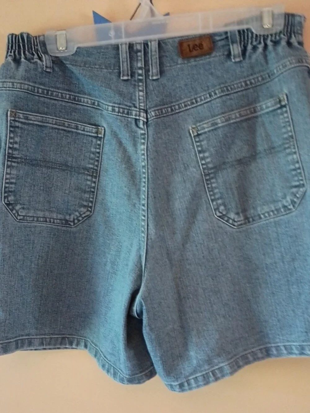 Lee Women's Blue Side Elastic Waist Denim Shorts, Sz 14